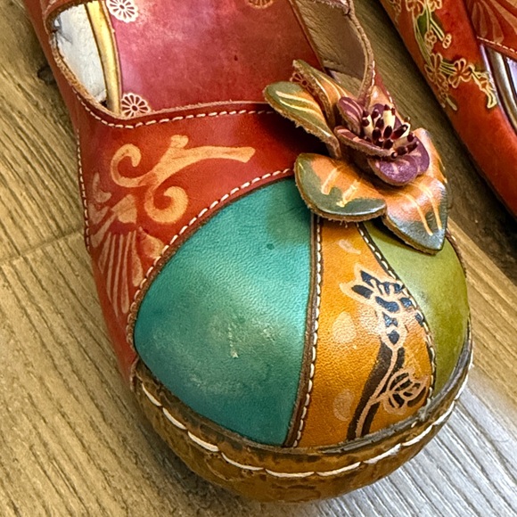 Skye Trubelle Leather Platform Clogs Slippers On Floral size 39 - Picture 10 of 13